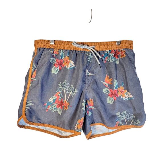 4.5 INCH INSEAM VINTAGE PARROT SWIM TRUNKS Size L - Picture 1 of 5